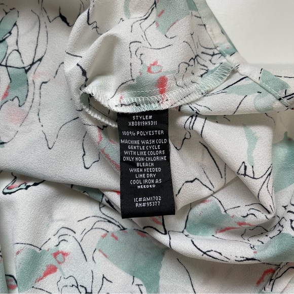 Sanctuary White & Mint Green Floral Print Split Neck Blouse Small Women’s - Picture 10 of 11